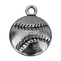 Sinc Alloy Pendants, Baseball, dath airgid antique plátáilte, jewelry faisin & cruan, nicil, luaidhe & caidmiam saor in aisce, 14.50x18x3.50mm, Poll:Thart 2mm, 50ríomhairí pearsanta/Lot, Díolta De réir Lot