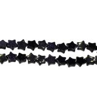 Blue Goldstone Beads, Flat Star, zwart, 10*10*2.5mm, Gat:Ca 0.5mm, Lengte 15.7 inch, 5strengen/Bag, Verkocht door Bag