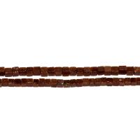 Χάντρες Goldstone, Πλατεία, κίννα, 3mm, Τρύπα:Περίπου 0.5mm, Μήκος 15.7 inch, 5Σκέλη/τσάντα, Sold Με τσάντα