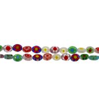 Millefiori Lampwork goutte, modèle mixte, 8x6x3mm, Trou:Environ 0.5mm, Longueur 15.7 pouce, 5Strandstoron/sac, Vendu par sac