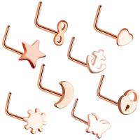 Gioielleria da Piercing orecchio in acciaio inox, placcato oro rosa, 8 pezzi & per la donna, 2x7mm, 2Borsesacchetto/lotto, 8PC/borsa, Venduto da lotto