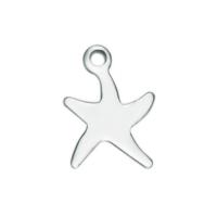 Rustfrit stål smykker Vedhæng, Stainless Steel, Starfish, poleret, oprindelige farve, 9x12mm, Hole:Ca. 1mm, 20pc'er/Bag, Solgt af Bag