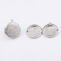 Stainless Steel Locket vedhæng, poleret, oprindelige farve, 26x31mm, Hole:Ca. 2.25mm, 5pc'er/Bag, Solgt af Bag