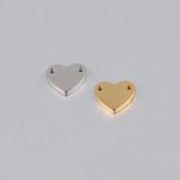 Connettore in acciaio inox, Cuore, lucido, 1/1 anello del connettore, nessuno, 8.5x8.5mm, Foro:Appross. 1mm, 10PC/borsa, Venduto da borsa