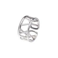 Argent sterling 925 Cuff Bague, Plaqué de platine, bijoux de mode & pour femme & lisse & creux, 9mm, Taille:6, Vendu par PC