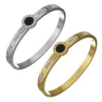 Brazalete del acero inoxidable, con Arcilla analiar de diamantes de imitación AB & resina, chapado, con número romano & para mujer, más colores para la opción, 11mm,6mm,58x48mm, Vendido por UD