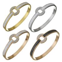 Rustfrit stål Bangle, Stainless Steel, med rhinestone ler bane, forgyldt, mode smykker & for kvinde, flere farver til valg, 16mm,6mm,59x50mm, Solgt af PC