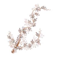 Bruids haarbloemen, Zinc Alloy, met ABS kunststof parel & Kristal, gold plated, voor vrouw & met strass, nikkel, lood en cadmium vrij, 105x220mm, Verkocht door PC