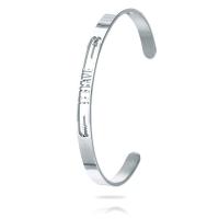 Stainless Steel Cuff Bangle, divat ékszerek & a nő, az eredeti szín, 6*1.5mm, Belső átmérő:Kb 65mm, Hossz Kb 8 inch, Által értékesített PC