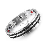 Titanium Staal Armband, met Edelsteen, plated, met magnetische & voor de mens, meer kleuren voor de keuze, 13x215mm, Per verkocht Ca 8.5 inch Strand