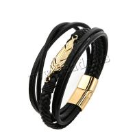 cuir PU bracelet, avec acier inoxydable, Placage, normes différentes pour le choix & pour homme & à fils multiples, plus de couleurs à choisir, Vendu par lot