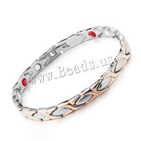 Titanium Staal Armband, met Edelsteen, plated, met magnetische & voor de mens, meer kleuren voor de keuze, 7x205mm, Per verkocht Ca 8.1 inch Strand