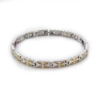 Edelstahl Schmuck Armband, 304 Edelstahl, mit Edelstein, plattiert, mit Magnet & für den Menschen, keine, 7x220mm, verkauft per ca. 8.7 ZollInch Strang