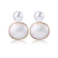 Hars Stud Earring, met Plastic Pearl & Zinc Alloy, plated, mode sieraden & voor vrouw & glazuur, meer kleuren voor de keuze, 25x17mm, Verkocht door pair