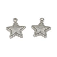 Rostfritt stål Smycken Hängen, ROSTFRITT STÅL, Star, ursprungliga färgen, 15x13x3mm, Hål:Ca 1mm, 100PC/Bag, Säljs av Bag