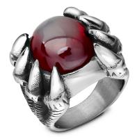 Bague en acier inoxydable, avec Rubis, Placage, unisexe & normes différentes pour le choix, couleur originale, 21mm, Vendu par PC