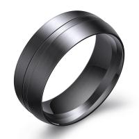 Rozsdamentes acél Finger Ring, Stainless Steel, galvanizált, egynemű & különböző méretű a választás, fekete, 8x2mm, Által értékesített PC