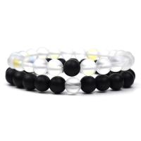 Black Stone Armband, met Maansteen, Ronde, 2 stuks & uniseks, meer kleuren voor de keuze, 8mm, Lengte Ca 7-7.5 inch, Verkocht door Stel