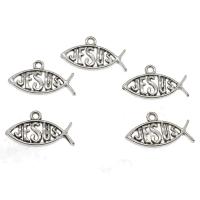 Sinc Alloy Hollow Pendants, Éisc, dath airgid antique plátáilte, log, nicil, luaidhe & caidmiam saor in aisce, 12.50x22x2mm, Poll:Thart 1.6mm, Thart 909ríomhairí pearsanta/KG, Díolta De réir KG