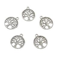 Zinklegering holle hangers, Zinc Alloy, Tree of Life, antiek zilver plated, nikkel, lood en cadmium vrij, 17x20x1.20mm, Gat:Ca 1.7mm, Ca 950pC's/KG, Verkocht door KG