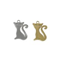 Rustfrit stål Animal Pendler, Stainless Steel, Cat, forgyldt, flere farver til valg, 16x11x1mm, Hole:Ca. 1.3mm, 10pc'er/Bag, Solgt af Bag