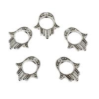 Zink Alloy Hollow Pärlor, Hamsa, antik silver pläterad, ihålig, nickel, bly och kadmium gratis, 15.50x17x2.50mm, Hål:Ca 1mm, Ca 769PC/KG, Säljs av KG