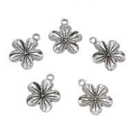 Pendentifs fleurs en alliage de zinc, Plaqué de couleur d'argent, protéger l'environnement, sans nickel, plomb et cadmium, 18x22x2mm, Trou:Environ 2mm, Environ 416PC/kg, Vendu par kg