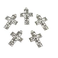 Zinklegering Cross Hangers, Zinc Alloy, Oversteken, antiek zilver plated, hol, nikkel, lood en cadmium vrij, 19.50x29x2mm, Gat:Ca 1.5mm, Ca 500pC's/KG, Verkocht door KG