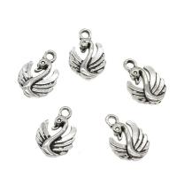 Sinc Alloy Pendants Ainmhithe, Eala, dath airgid antique plátáilte, nicil, luaidhe & caidmiam saor in aisce, 12x17x3mm, Poll:Thart 2mm, Thart 666ríomhairí pearsanta/KG, Díolta De réir KG