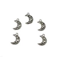 Zinc alliage Moon pendentifs, alliage de zinc, lune, Plaqué de couleur d'argent, creux, protéger l'environnement, sans nickel, plomb et cadmium, 11.50x17.50x2mm, Trou:Environ 1.9mm, Environ 2000PC/kg, Vendu par kg