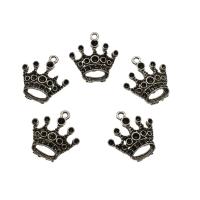 Zinc Alloy Crown riipukset, Sinkkiseos, Kruunu, antiikki hopea päällystetty, nikkeli, lyijy ja kadmium vapaa, 22x23.50x4mm, Reikä:N. 2mm, N. 416PC/KG, Myymät KG