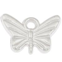 Pingenete de plástico revestido de conbre , plástico revestido de cobre, Borboleta, cromado de cor platina, 19x13x3mm, Buraco:Aprox 3mm, Aprox 500PCs/Bag, vendido por Bag