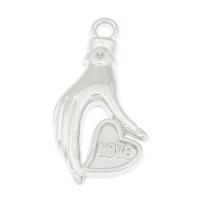 Kobber Coated Plastic Pendant Setting, Hand, platin farve forgyldt, 32x15x3mm, Hole:Ca. 2mm, Ca. 500pc'er/Bag, Solgt af Bag