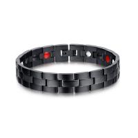 Edelstahl Schmuck Armband, 316 L Edelstahl, mit Edelstein, Pistole schwarz plattiert, mit Magnet & für den Menschen, 12.70x215mm, verkauft per ca. 8.5 ZollInch Strang