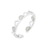 Zinklegierung Manschette Fingerring, Herz, Platinfarbe platiniert, für Frau & glänzend, keine, frei von Nickel, Blei & Kadmium, Größe:7.5, 10PCs/Menge, verkauft von Menge