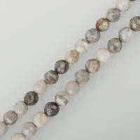 Silver Leaf Jasper Bead, Runde, du kan DIY & facetteret, 4mm, Hole:Ca. 1mm, Ca. 66pc'er/Strand, Solgt Per Ca. 16 inch Strand