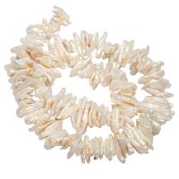 Pérolas Keishi cultivadas em água doce, Pérolas de água doce, naturais, branco, 14*7*2mm-22*8*2mm, Buraco:Aprox 0.8mm, vendido para Aprox 14.1 inchaltura Strand