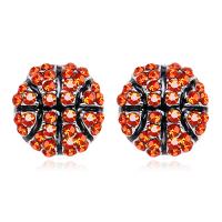 Øremærkning af zinklegeret stud, Zinc Alloy, basketball, for kvinde & med rhinestone, nikkel, bly & cadmium fri, 1.12mm, Solgt af par