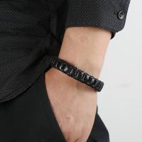 PU Armband, met Roestvrij staal, plated, mode sieraden & voor de mens, meer kleuren voor de keuze, nikkel, lood en cadmium vrij, 14mm, Per verkocht Ca 8.66 inch Strand