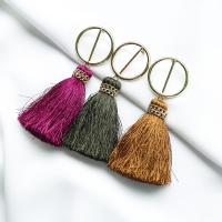 Zinc Alloy Tassel Earring, met Polyester, plated, handgemaakt & voor vrouw, gemengde kleuren, nikkel, lood en cadmium vrij, 65mmuff0c35mmuff0c100mm, 3paren/Lot, Verkocht door Lot