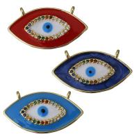 Žalvarinis Pakabutis, Evil Eye, aukso spalva padengtas, mikro nutiesti kubinių Zirconia & emalė & dukart skylė, daugiau spalvų pasirinkimas, nikelio, švino ir kadmio nemokamai, 24x13x2mm, Skylė:Apytiksliai 1.5mm, 5kompiuteriai/Pirkimo, Pardavė Pirkimo