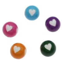 Mixed Acrylic Beads Round with heart pattern mixed colors Approx 2mm Approx Sold By Bag