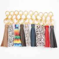 PU Key Chain, med Zinc Alloy, Tassel, guldfarve belagt, forskellige design til valg, 170mm, 30pc'er/Bag, Solgt af Bag