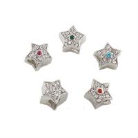 Coirníní European since Alloy, Sinc Alloy, Star, dath airgid plated, le rhinestone, dathanna níos mó le haghaidh rogha, nicil, luaidhe & caidmiam saor in aisce, 12.50x12.50x10mm, Poll:Thart 5mm, 30ríomhairí pearsanta/Mála, Díolta De réir Mála