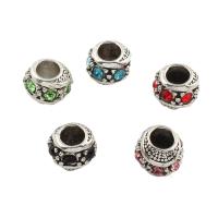 Zinklegering European Beads, Zinc Alloy, antiek zilver plated, met strass, meer kleuren voor de keuze, nikkel, lood en cadmium vrij, 11.50x11x9mm, Gat:Ca 5mm, 30pC's/Bag, Verkocht door Bag