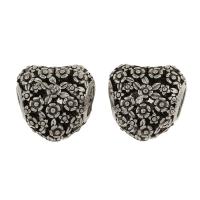 Zinc Alloy European Beads Heart antique silver color plated nickel lead & cadmium free Approx 5mm Sold By Bag