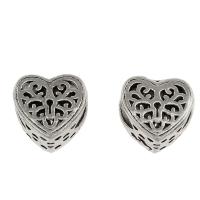 Zinc Alloy European Beads Heart antique silver color plated nickel lead & cadmium free Approx 5mm Sold By Bag