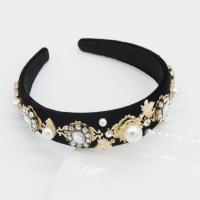 Faux Suede Cord Hair Band with ABS Plastic Pearl for woman & with rhinestone 50mm Sold By Lot