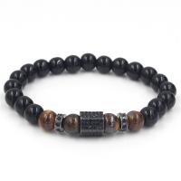 Black Diamond Armband, met Tiger Eye, mode sieraden & uniseks, meer kleuren voor de keuze, 18.5-19.5cm, Verkocht door PC