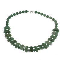 Gemstone smykker halskæde, Ædelsten, med Nylonsnor & Messing, platin farve forgyldt, forskellige materialer til valg & Unisex, 25*10.5*7.5mm,10mm, Solgt Per Ca. 20.8 inch Strand